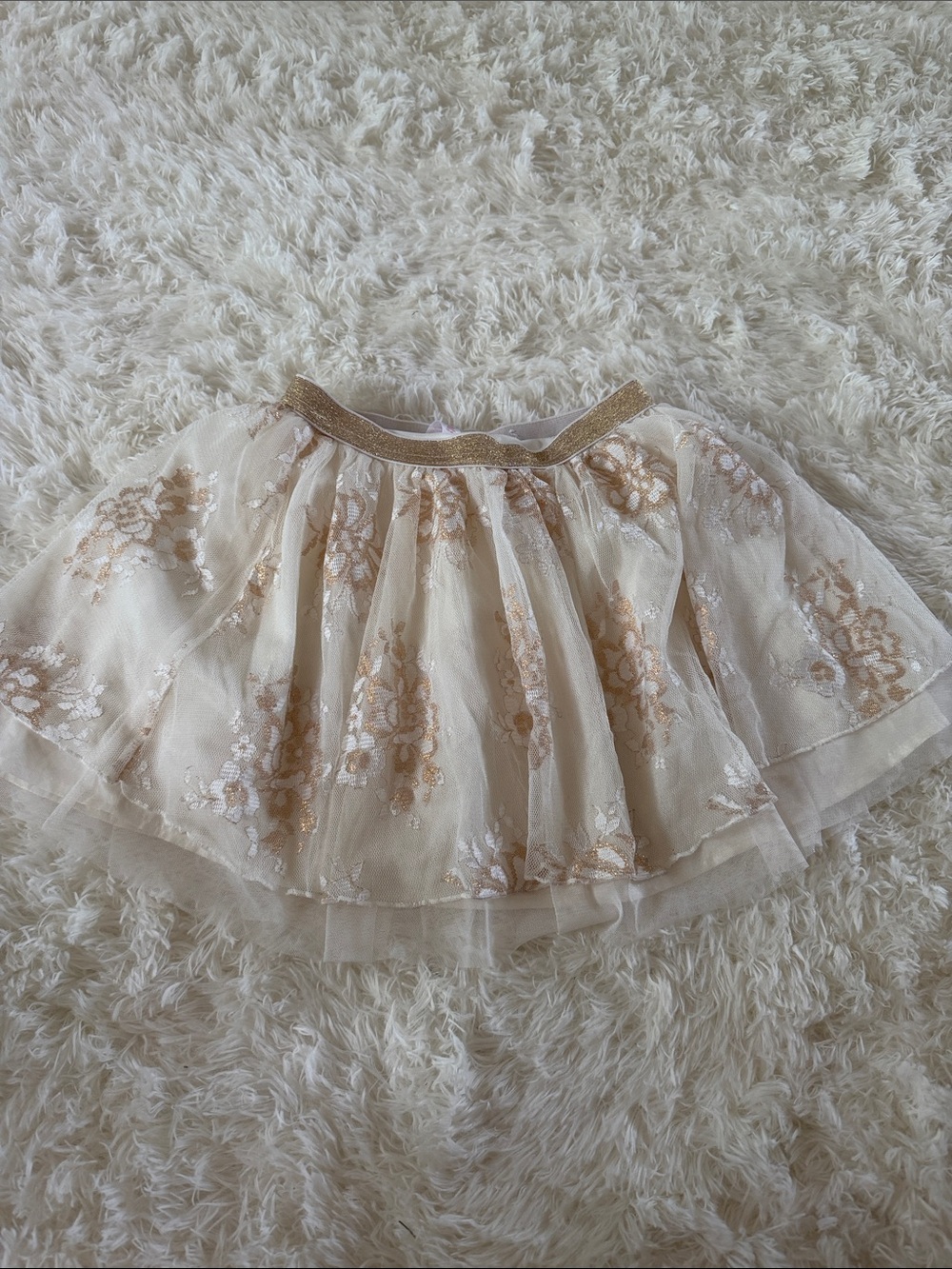 Justice Cream Skirt with Gold Floral Embroidery